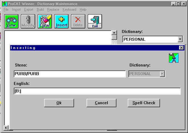 Dictioanry Maintenance Screen Shot